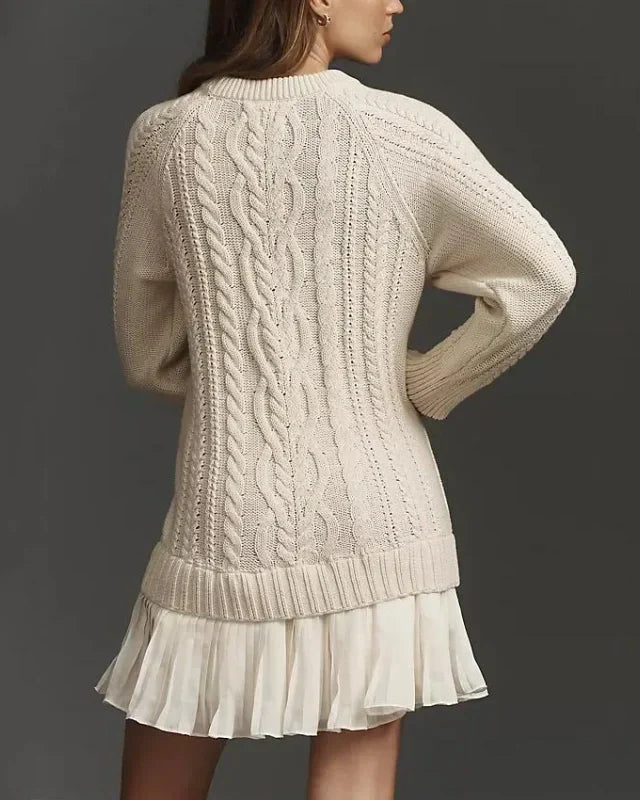 Cable Knit Mini Sweater Dress - Cozy, Chic Winter Must-Have