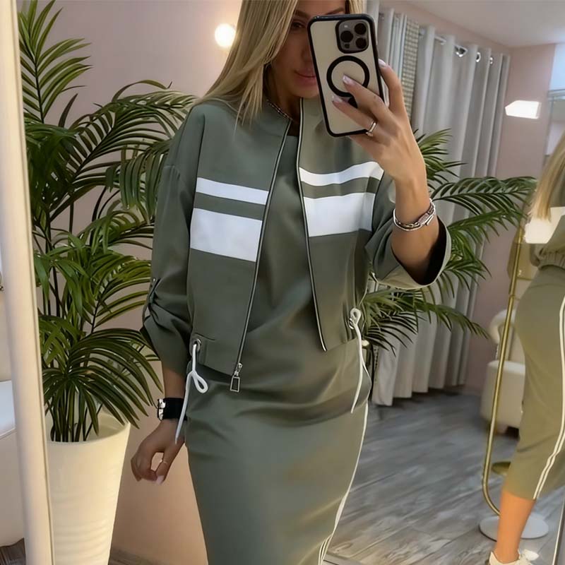 Save 70% on Women's Stand Collar Jacket & Dress Set - Last Day