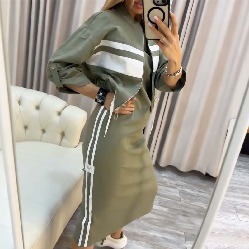 Save 70% on Women's Stand Collar Jacket & Dress Set - Last Day