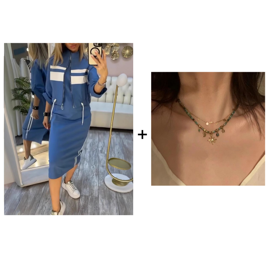 Save 70% on Women's Stand Collar Jacket & Dress Set - Last Day