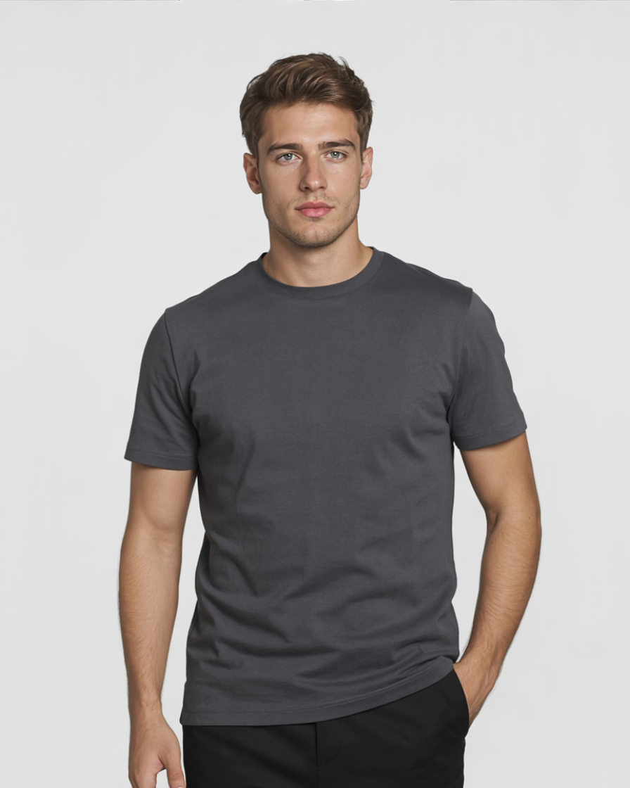 Camisa Gris Oscuro Hombre de Algodón Casual