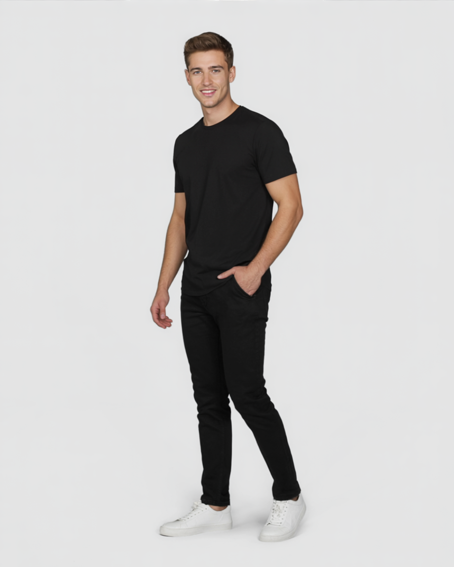 Camisa Negro Hombre de Algodón Casual
