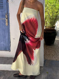 Women's Printed high-neck tube dress with open back and elegant