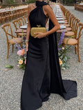 Elegant women's sleeveless halter dress with straps for a stylish