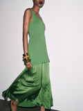 Women's Small fitted knitted dress with elegant pleats and patchwork