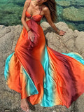 Women's Maxi Beach Gradient Sling Dress for Elegant and