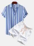 Men's Print Button-Up Shirt & Swim Shorts Set