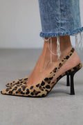 Women's Toe Leopard Print Slingback Stiletto Heels
