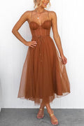 Women's Elegant Maxi Dress with Straps in Chiffon for a Modern