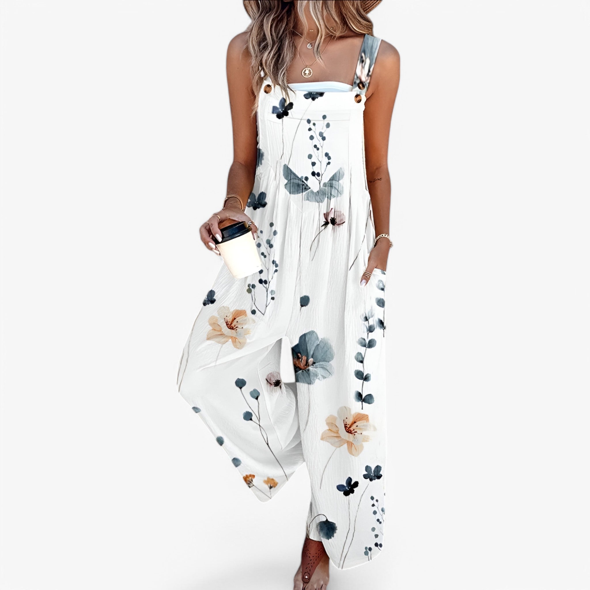 Chic Floral-Print Sleeveless Jumpsuit