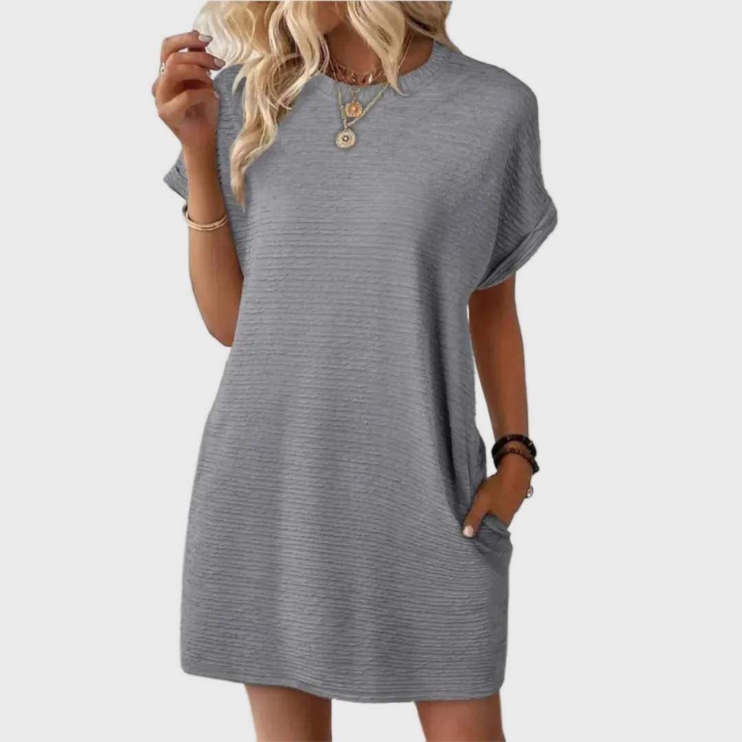Women's Effortless Casual Minimalist Round-Neck Summer Mini Dress