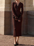 Women's Elegant color-block knit maxi dress in Chanel style