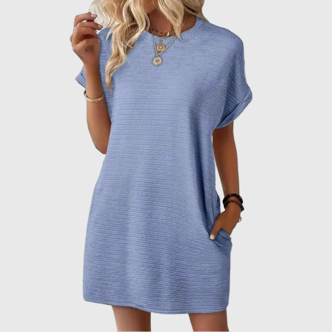 Women's Effortless Casual Minimalist Round-Neck Summer Mini Dress