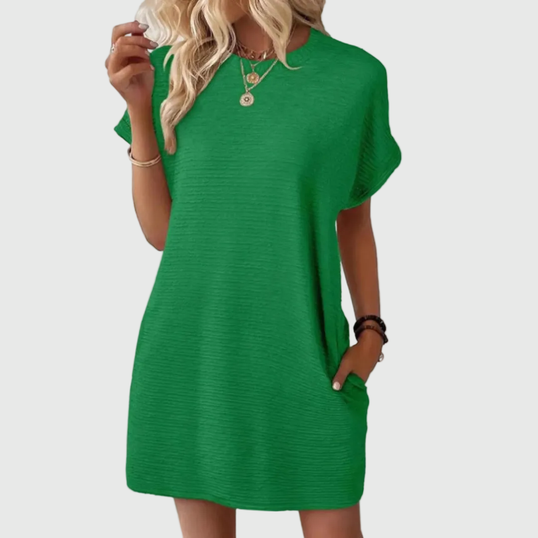 Women's Effortless Casual Minimalist Round-Neck Summer Mini Dress
