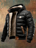Men's Black Sherpa Quilted Jacket - Cozy, Insulated Outerwear