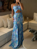 Women's Maxi Halter Neck Dress with Hollow Pattern for an Elegant