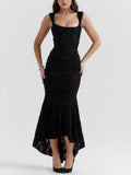 Women's Black Bell floral long dress for an elegantly bohemian look