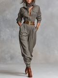 Women's Effortless Long-Sleeve Shirt Jumpsuit