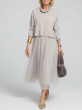 Women's Elegant Tulle Sweater Dress