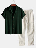 Men's Knit Cuban Shirt & Straight-Leg Pants Set