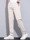 Men's Fit Elastic-Waist Straight-Leg Trousers
