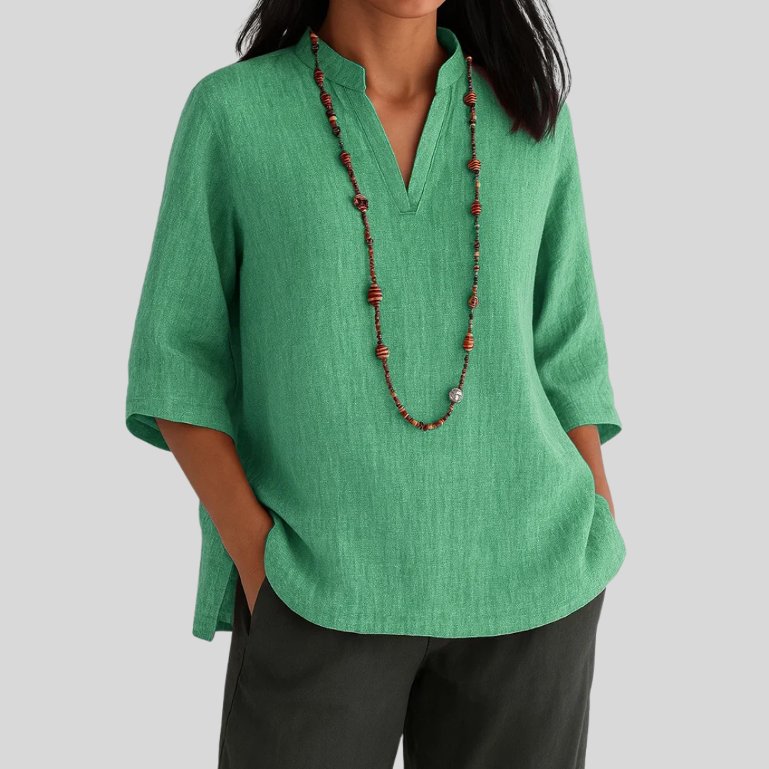 Clothing > Blouses : Nicia | Airy and Comfortable Summer Blouse in Green van DUUWE