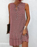 Women's Sleeveless Printed Dress – Flowy, Eye-Catching Print for
