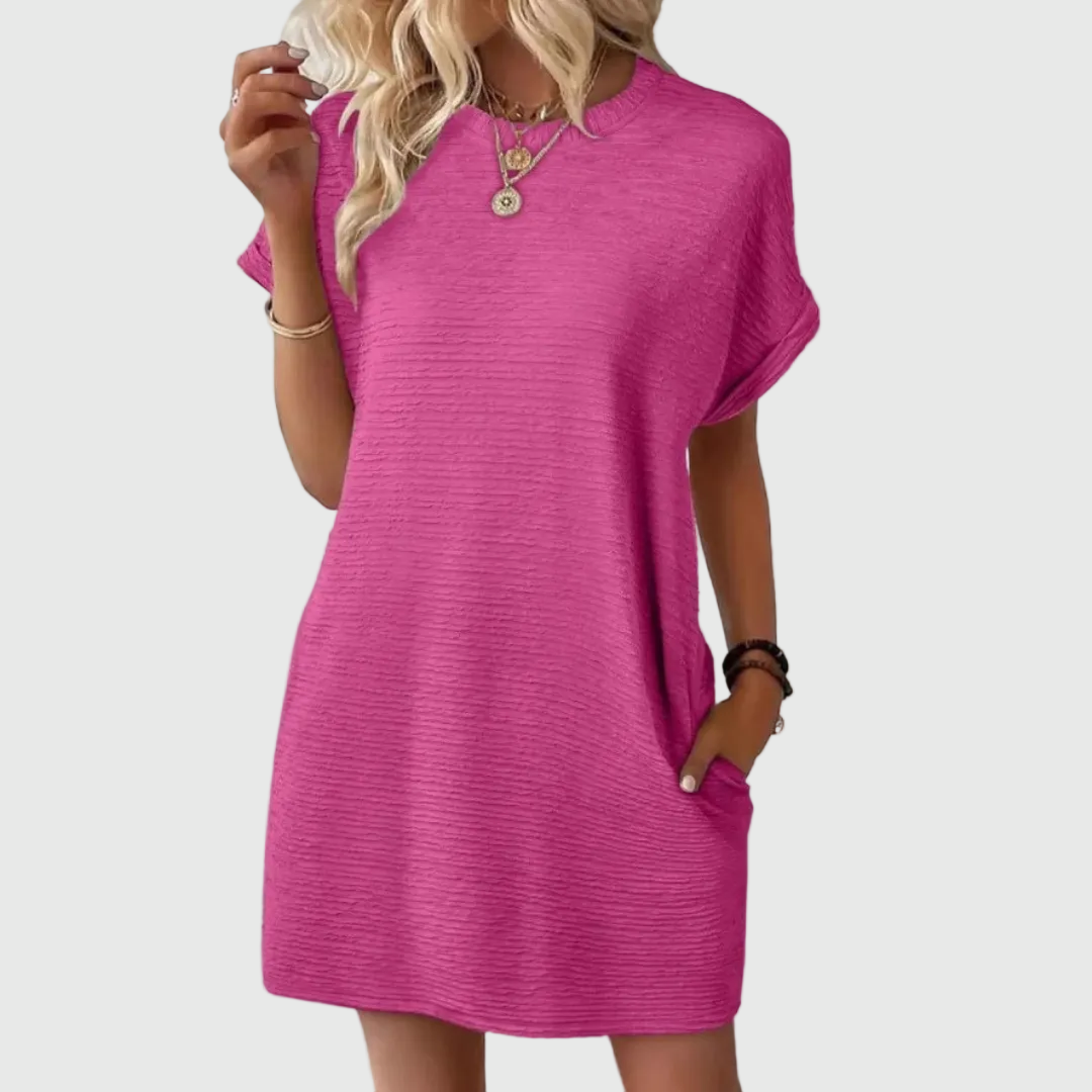 Women's Effortless Casual Minimalist Round-Neck Summer Mini Dress