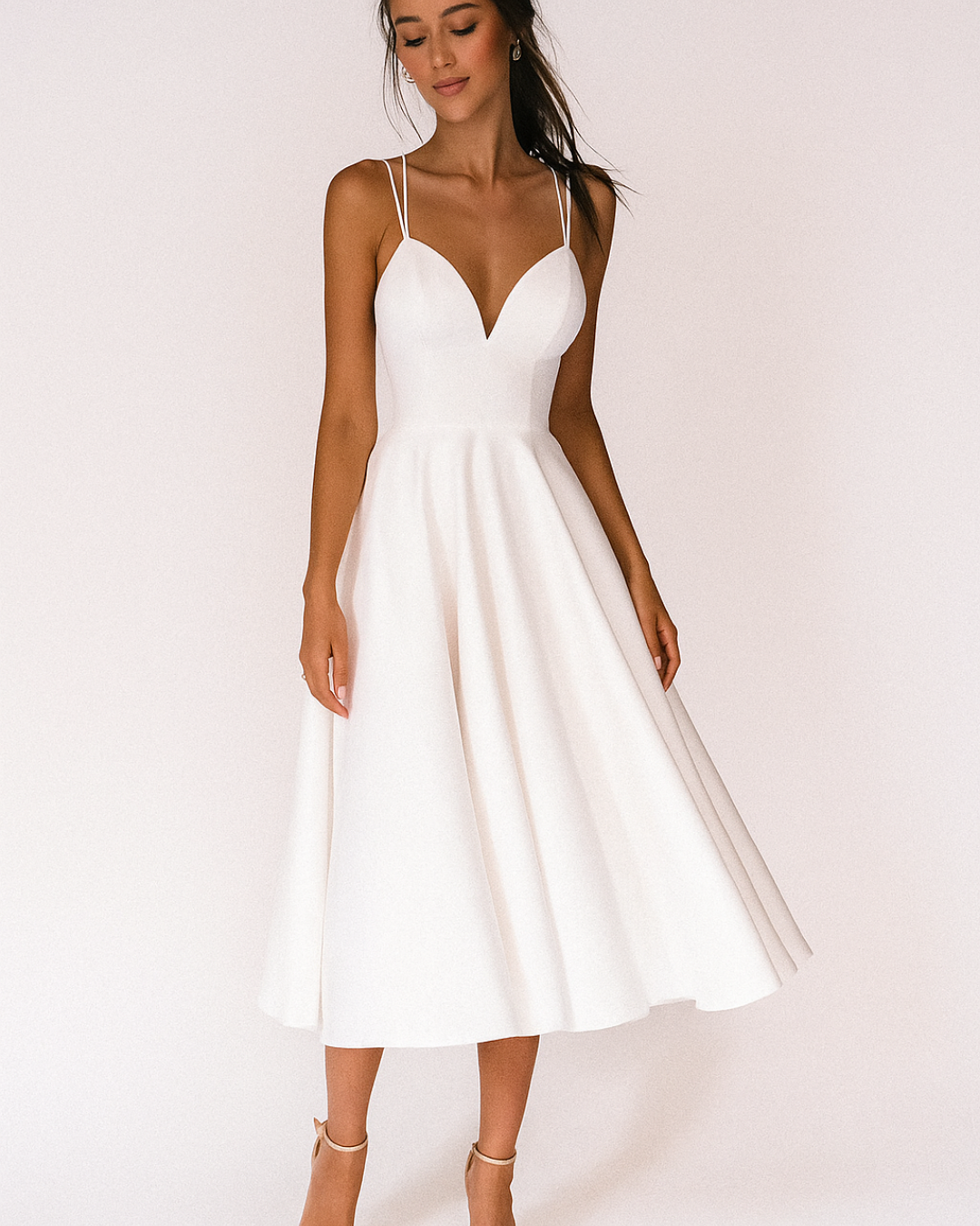 Women's Strappy Midi Dress for Wedding Guests - Elegant & Chic