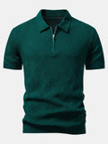 Men's Textured Zip-Up Knit Polo Shirt