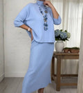 Women's Cozy Knit Set with Ribbed Skirt