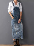 Women's Casual Denim Overall Dress, Relaxed Fit Cotton