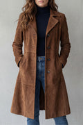 Women's Vintage Suede-Finish Longline Coat