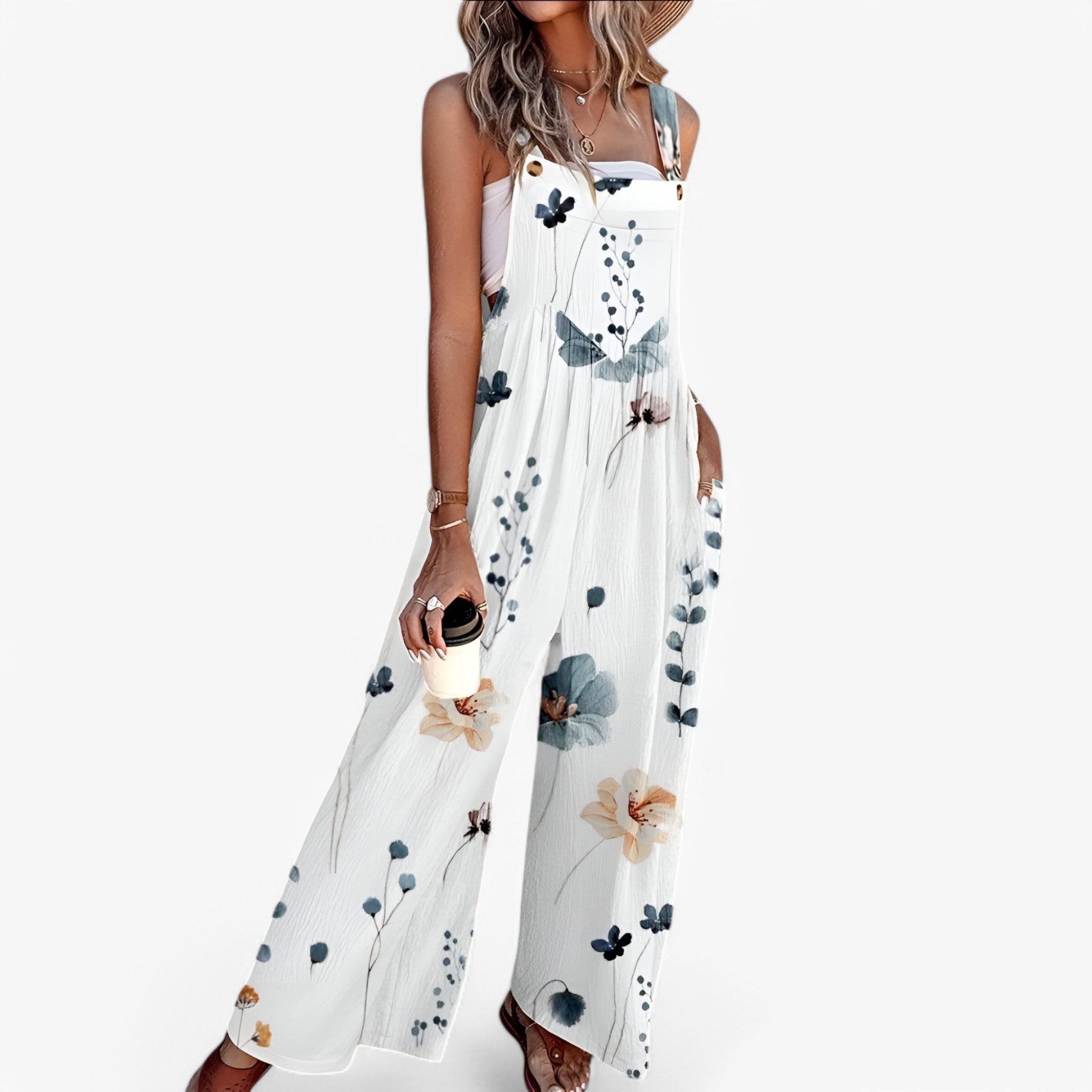 Chic Floral-Print Sleeveless Jumpsuit