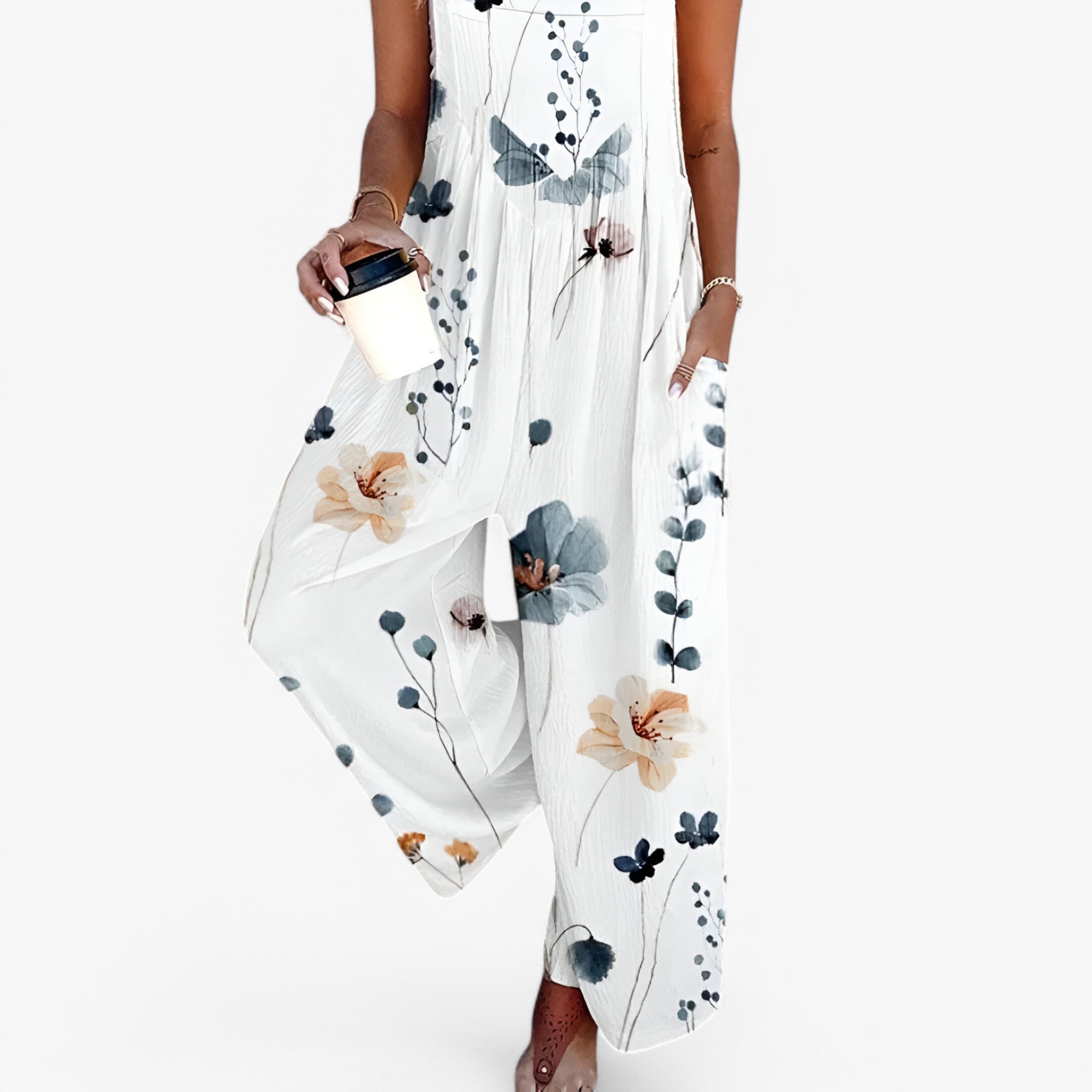 Chic Floral-Print Sleeveless Jumpsuit