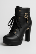 Women's Elegant High-Heeled Ankle Boots with Refined Laces