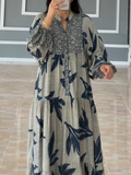 Women's Casual printed lantern sleeve dress for a trendy and