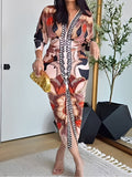 Women's Long Vintage Baroque Dress with Long Sleeves and Deep