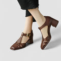 Women's Orthopedic T-Strap Block Heels