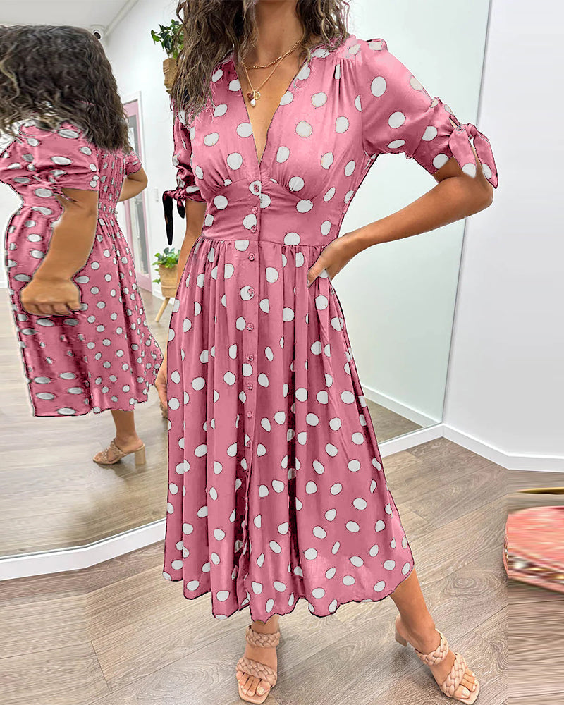 Women's Timeless Polka Dot Dress with Elegant Charm