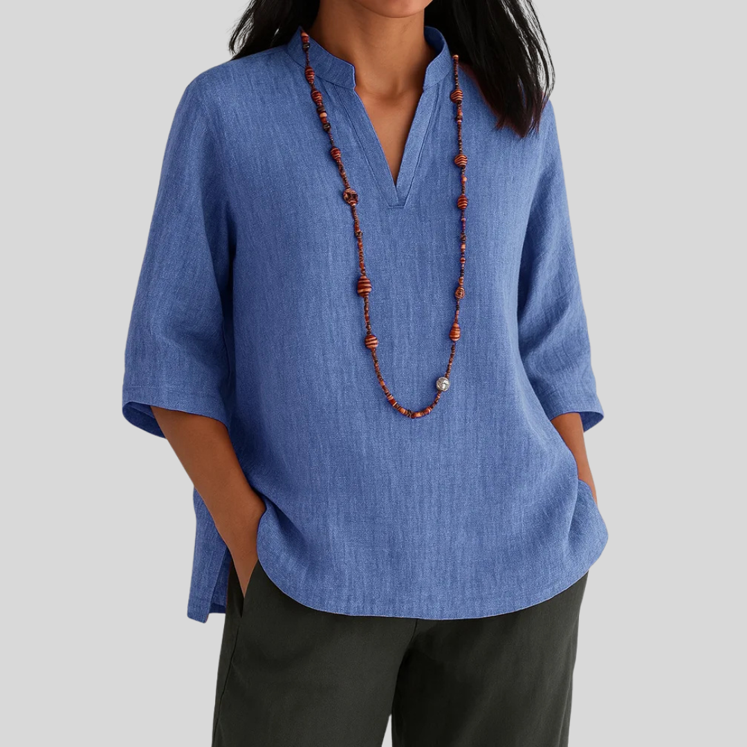 Clothing > Blouses : Nicia | Airy and Comfortable Summer Blouse in Blue van DUUWE