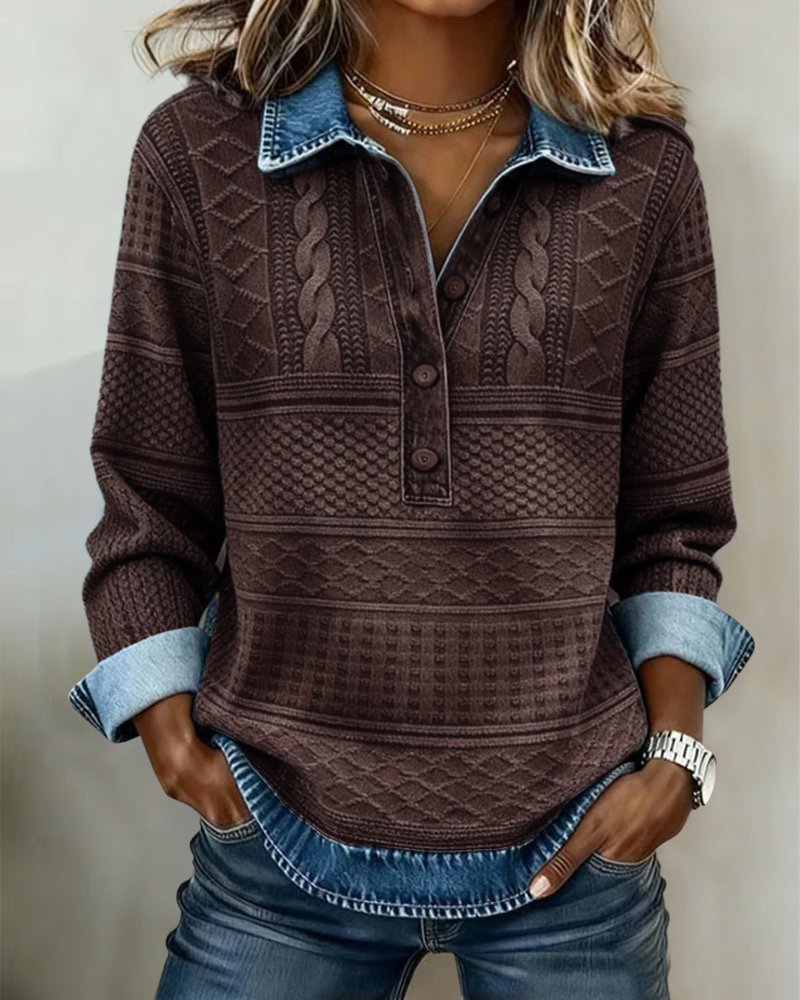 Chic Half-Button Collar Sweatshirt