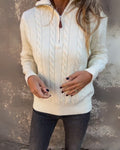 Women's Stylish sweater with half-zip and rich texture