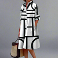 Women's Geometric Everyday Midi Dress – Effortless Daytime Chic