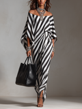 Women's Making Monochrome Stripe Asymmetric Maxi Dress