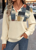 Women's Patchwork Knit with Button Details