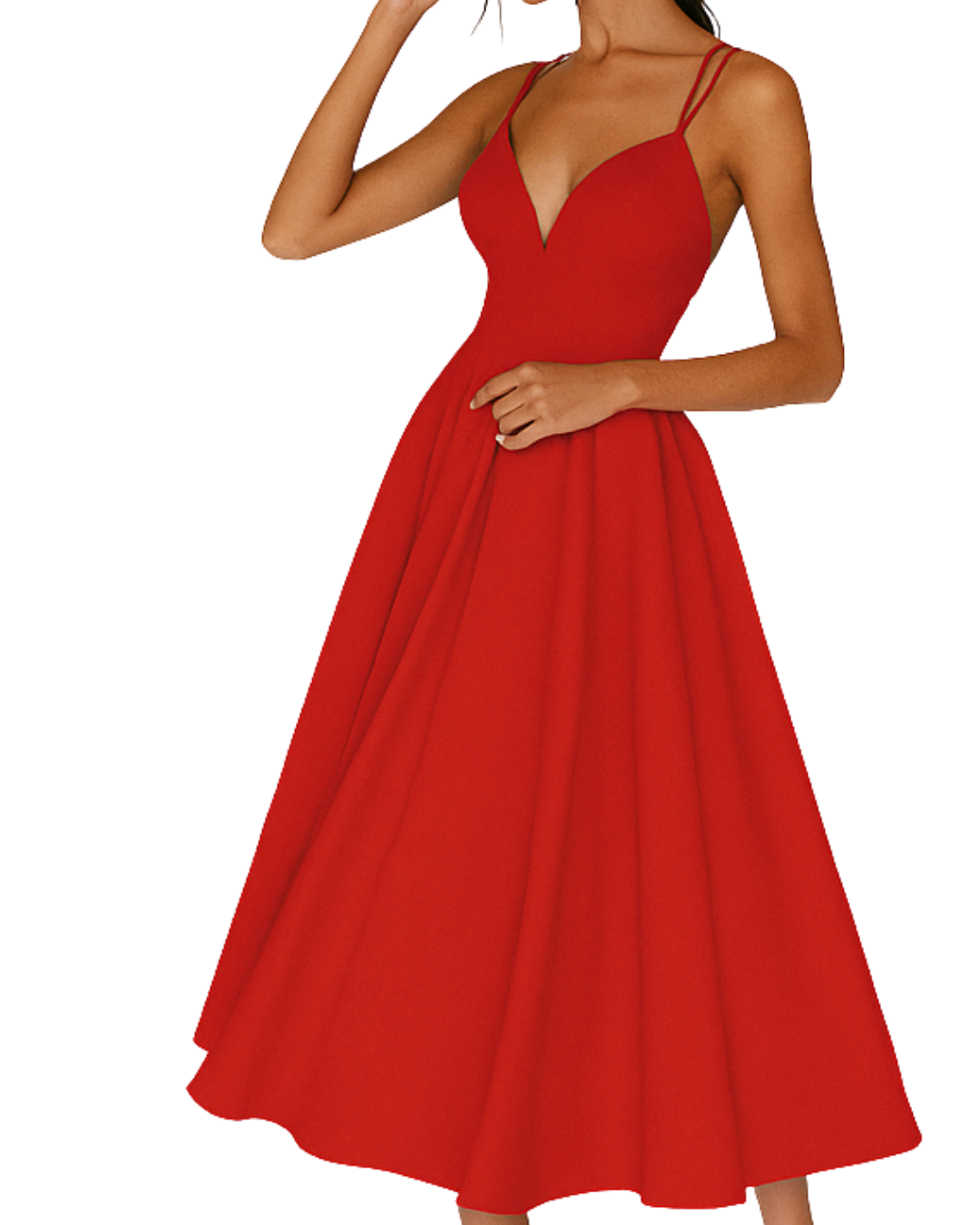 Women's Strappy Midi Dress for Wedding Guests - Elegant & Chic