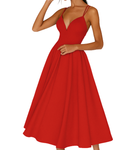 Women's Strappy Midi Dress for Wedding Guests - Elegant & Chic