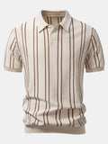 Men's Classic Striped Knit Polo Shirt
