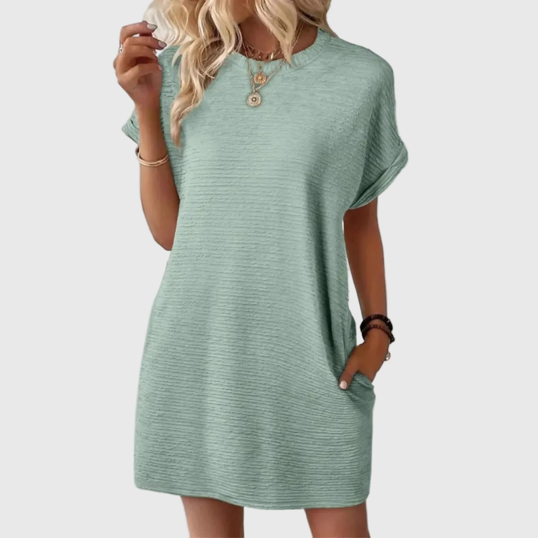 Women's Effortless Casual Minimalist Round-Neck Summer Mini Dress